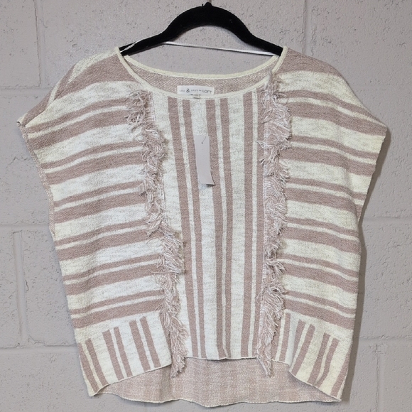 Lou & Grey Sweaters - Lou & Grey for LOFT Sleeveless Striped Fringe sweater Size XS, NWT, Beach Casual